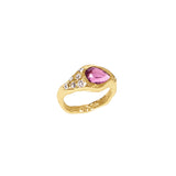 PINK CORAL TOURMALINE AND ROSE CUT RING