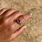 PINK CORAL TOURMALINE AND ROSE CUT RING